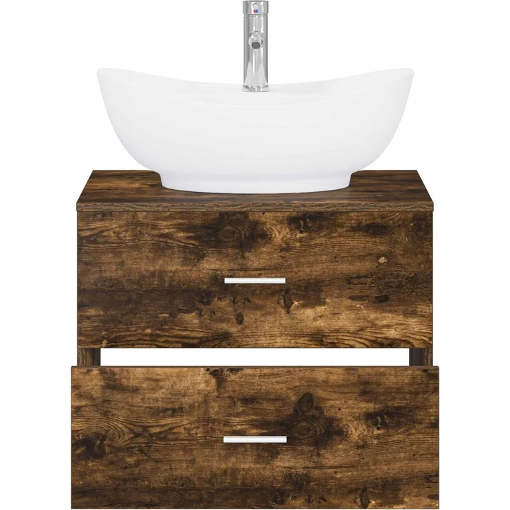 vidaXL Waschbeckenschrank Geräucherte Eiche 62,5 x 44,5 x 80 cm 3404402 – Bild 3
