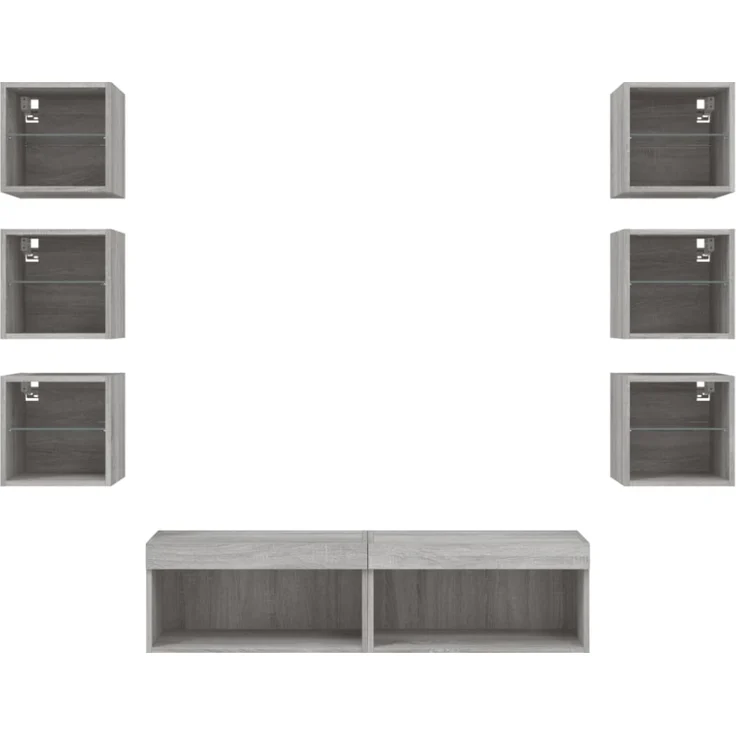 vidaXL 8-tlg. Wohnwand mit LED-Beleuchtung Grau Sonoma Holzwerkstoff 3216638 – Bild 11