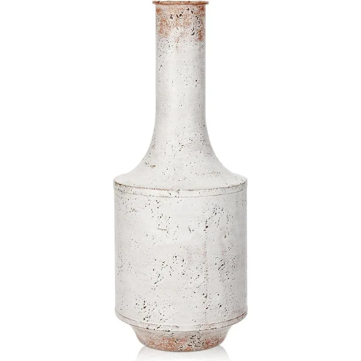 Vase Vintage Metall Groß Blumenvase Rustikal Shabby Chic Weiß