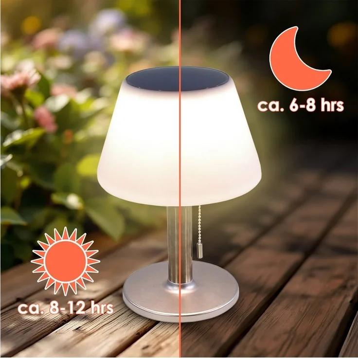 Spetebo LED Solarleuchte Solar Tischlampe warmweiß 27 cm - LED Gartenleuchte, Solar betrieben, LED fest integriert, warm weiß, 3 Helligkeitsstufen – Bild 3