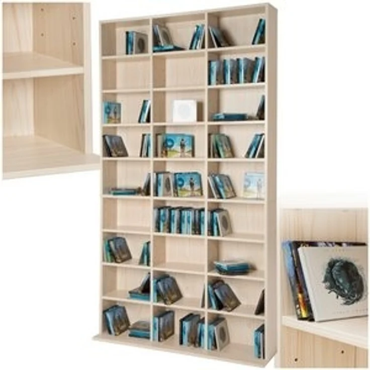 tectake CD-Regal Medienregal Christel in Holzoptik 180x102x23,5cm, Sammlerset 1-tlg, höhenverstellbare und herausnehmbare Zwischenböden – Bild 6