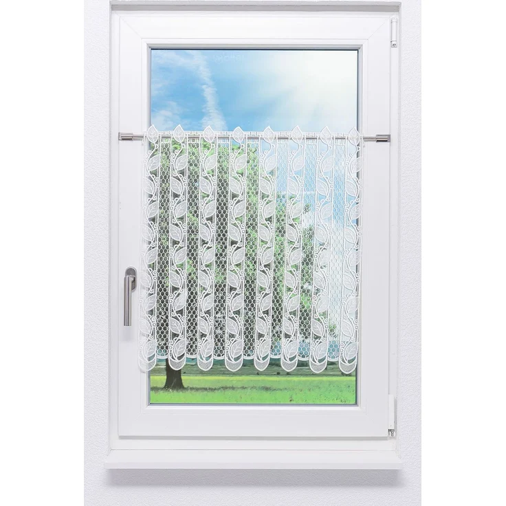 Scheibengardine Plauener Spitze Blättergirlande #1W (Bx H) 116cm * 90cm weiß – Bild 1