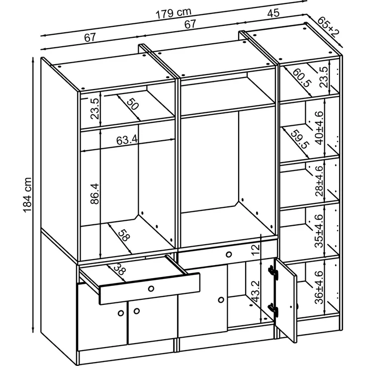 Roomart Schrankwand für Waschküche & Hauswirtschaftsraum – SERIE 1 – 179 cm breit – mit Ausziehbrett – Waschmaschinenschrank & Stauraumlösung • Eiche – Bild 5