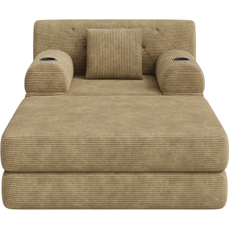 ZUBALIYA Schlafsofa 162x81 cm, mit Stauraum, mit Samtbezug, mit Cordbezug, mit Knopfheftung, mit breiten Armlehnen – Bild 9