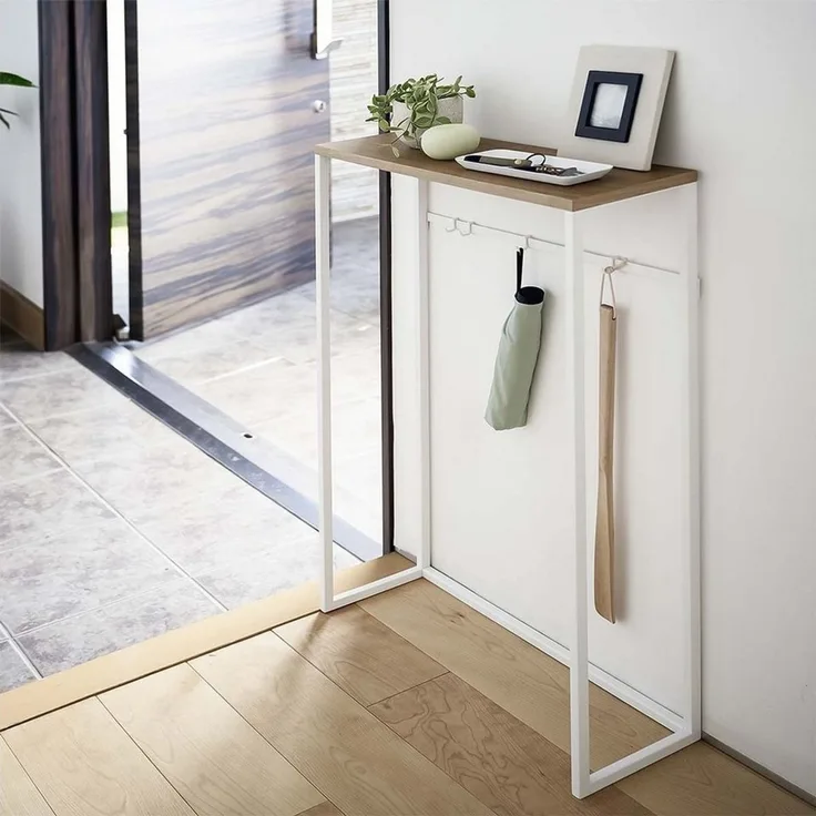 Yamazaki Konsolentisch "Tower" 60cm breit platzsparend, Beistelltisch schmal, Flurtisch, 60x80x18cm, Ablage aus Holz