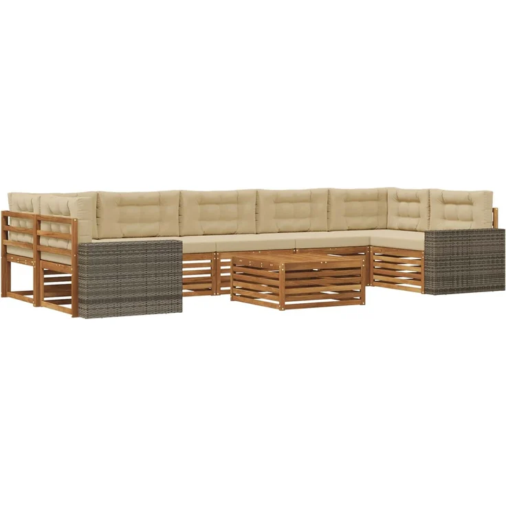 vidaXL Outdoor-Sofagarnitur 8 stk. 7-Sitzer Natur und Beige 3383161 – Bild 2