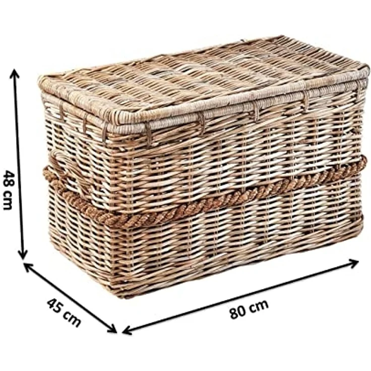 Kobolo Truhe Kiste aus Rattan Kubu Grey mit Deckel 80x45x48 cm – Bild 4