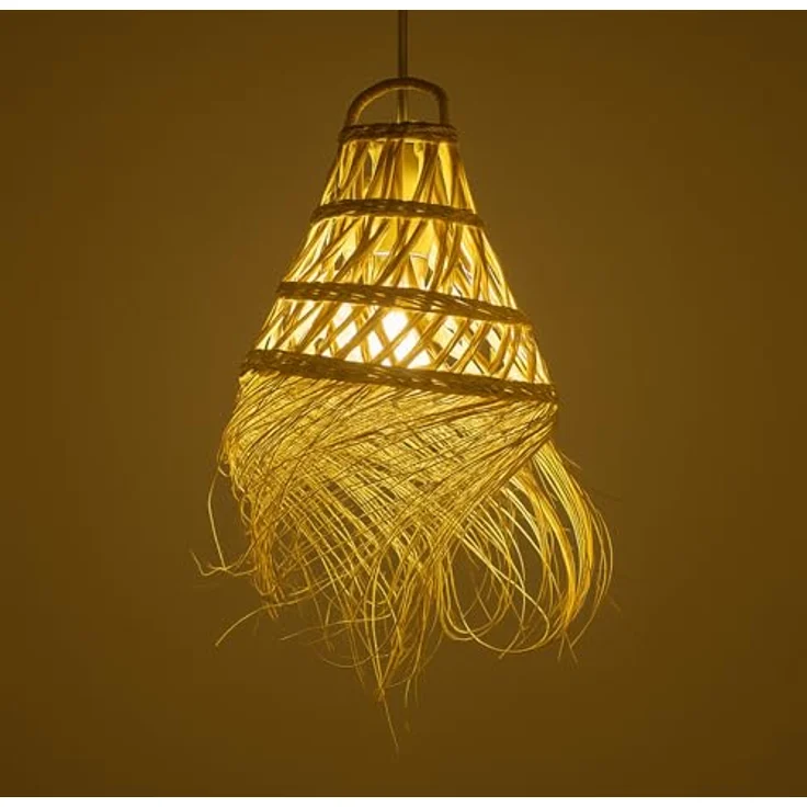 Marrakesch Orient & Mediterran Interior Pendelleuchte Bayamo, handgefertigte Boho Lampe aus Palmenblatt, 28 cm, E14 Fassung, Natur – Bild 2