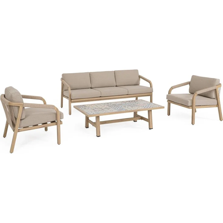 4er Garten-Set Aremilak - Aluminium Desert Sand, Olefin Taupe, Big – Bild 1