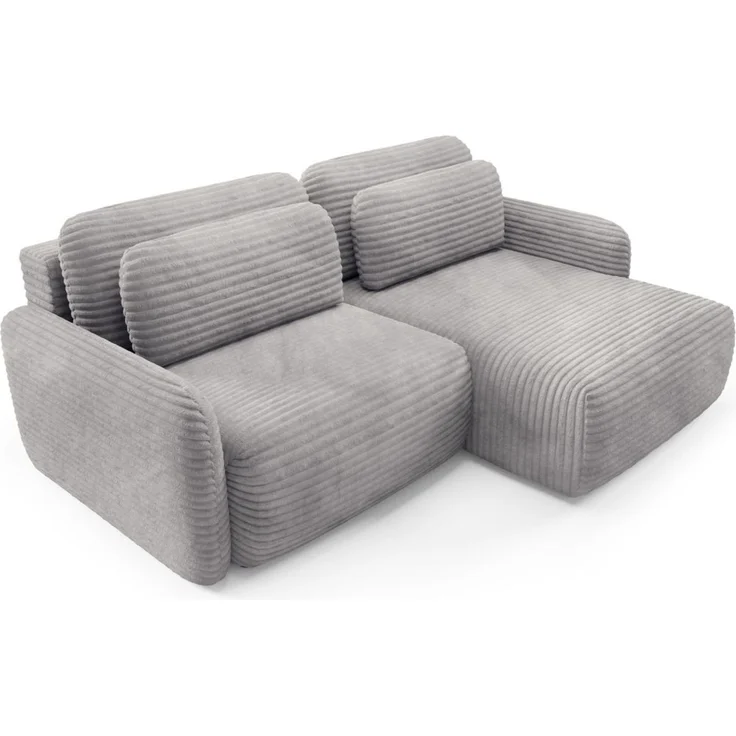 Ecksofa Schlafsofa Sofa SIMONE in Stoff Ambience Grau Ottomane Rechts – Bild 2
