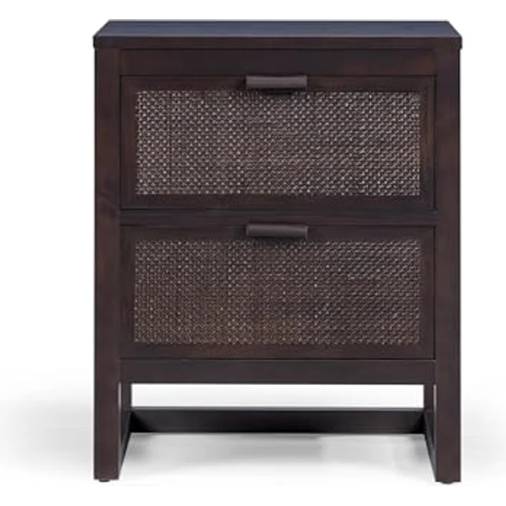 Teamson Home Hatteras Nachttisch 51 cm mit 2 Rattan Schubladen, Mokka Finish und kompaktem Schlafzimmer-Stauraum, Espresso – Bild 6