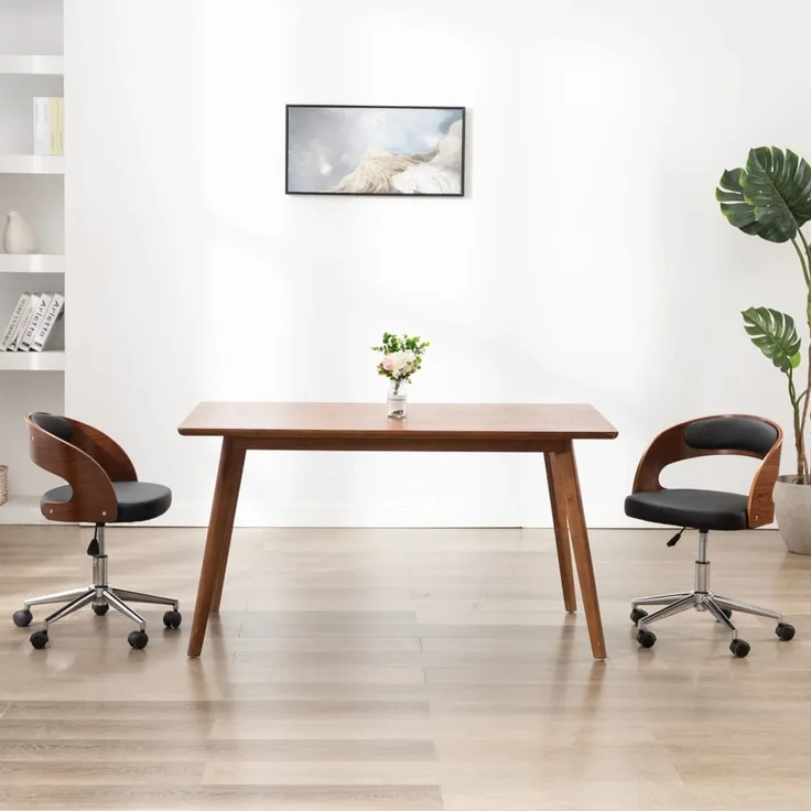 vidaXL Esszimmerstuhl Drehbar Schwarz Bugholz und Kunstleder 287421