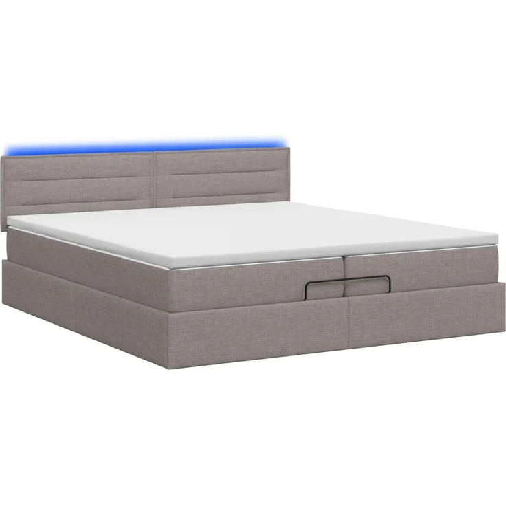 vidaXL Ottoman-Bett mit Matratze und LED Taupe 200 x 200 cm Stoff 3456854 – Bild 9
