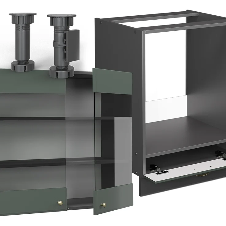 Eckküche Fame-Line Grün-Gold Landhaus/Anthrazit 190 x 46 cm ohne Arbeitsplatte Vicco – Bild 5