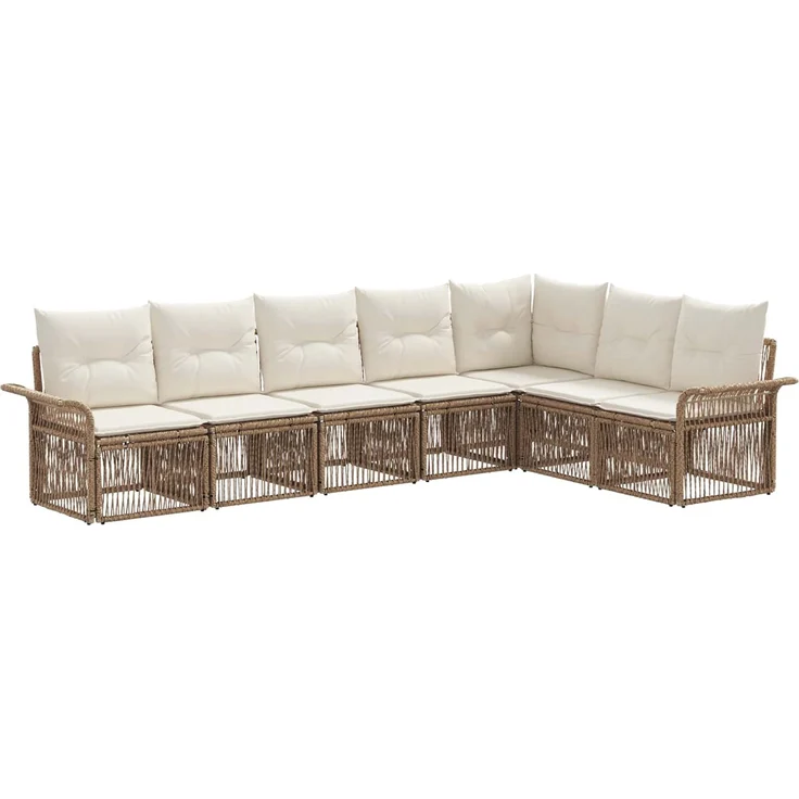 vidaXL Gartensofa-set 7 stk. Beige Poly-Rattan 3434841 – Bild 2