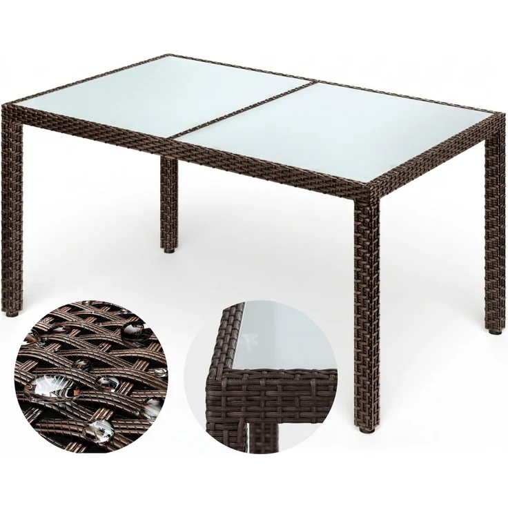 CASARIA® Gartentisch Wetterfest 150x90cm Polyrattan – Bild 8