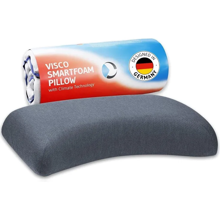 Nackenstützkissen LUNA QuickDry mit Schulterbogen für Seiten- und Rückenschläfer, aus Visco Schaum, höhenverstellbar und ergonomisch