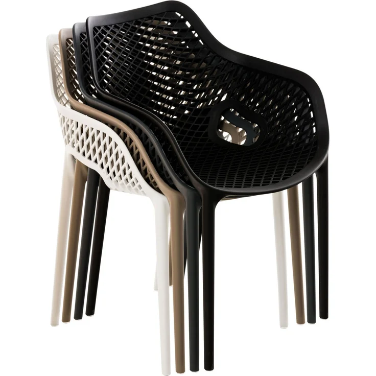 CLP Gartenstuhl Air XL 4er Set, Modern, Gestell Kunststoff, stapelbar, wetterfest,schwarz – Bild 7