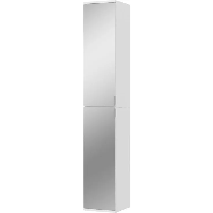 Stauraumschrank mit Spiegel SystemX in weiß 30 x 193 cm