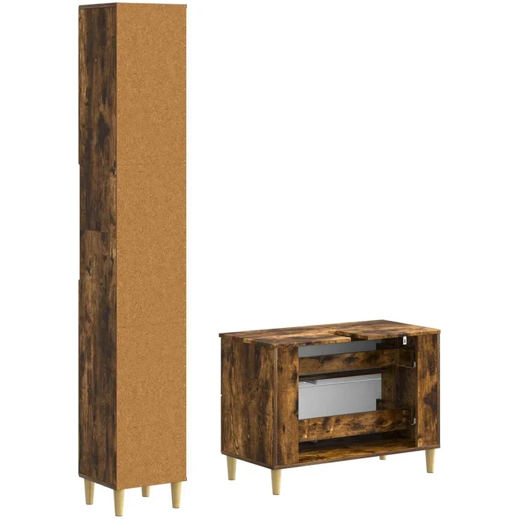 vidaXL 2-teiliges Badezimmer Schrank Set DELFT Raucheiche 3417545 – Bild 5