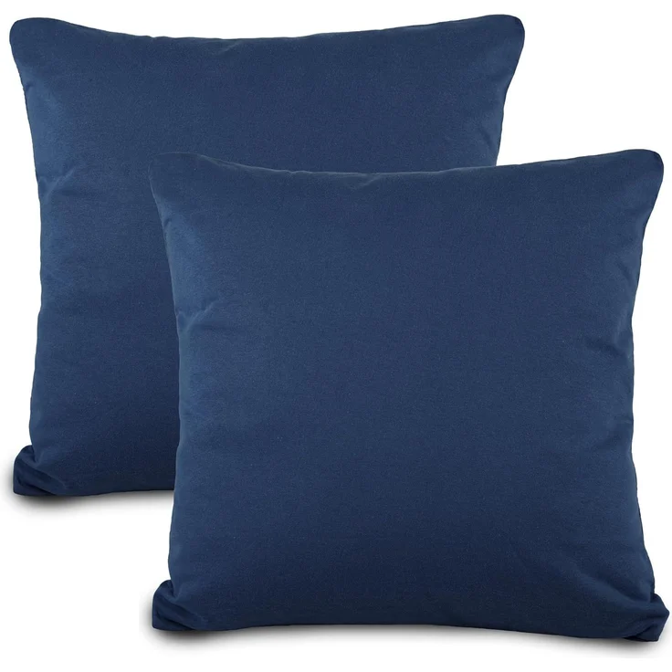aqua-textil Classic Line Baumwoll Kissenbezug 2er-Set 40x60 dunkelblau Kissen Bezug Reißverschluss Jersey Kissenhülle – Bild 1