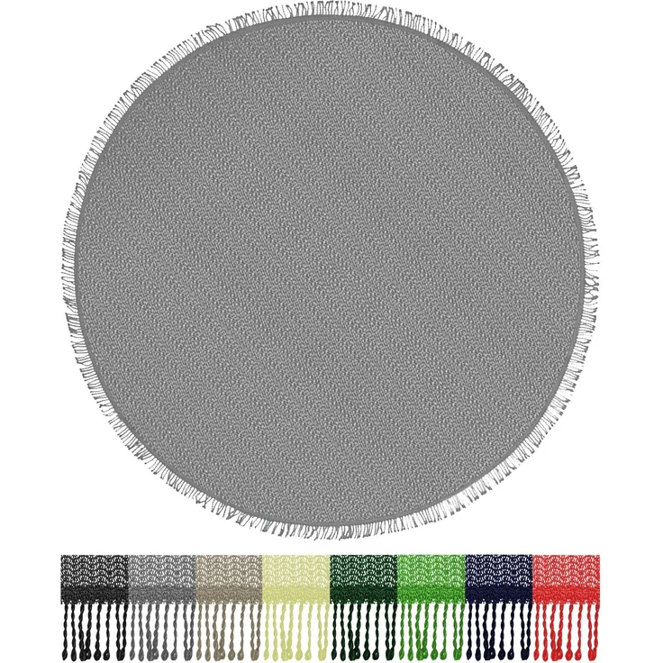 Brandsseller Gartentischdecke Ø 140 cm Tischdecke mit Fransen Outdoor Tischtuch rund Weichschaum für Garten, Terrasse, Balkon wetterfest rutschfest - Hellgrau