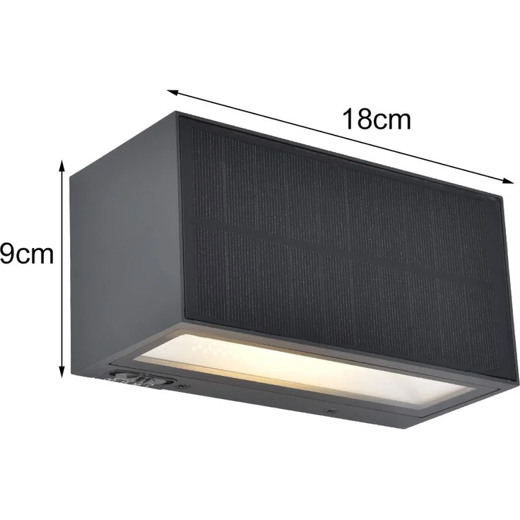 HYBRID LED Außenwandleuchten 2er SET, Solar & Strom 230V, Anthrazit, 18 x 9 x 8 cm – Bild 4
