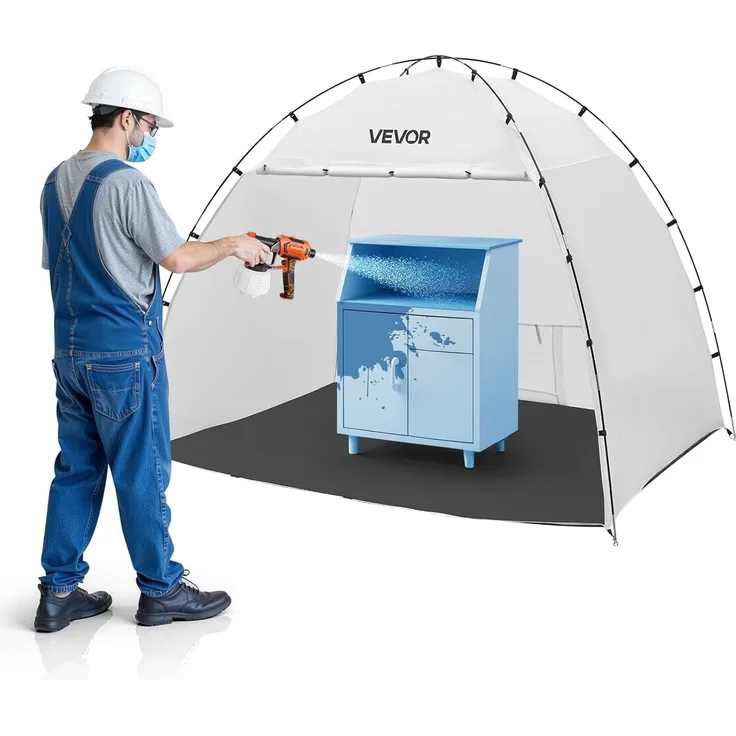VEVOR tragbares Lackierkabinenzelt (233 x 172 x 190 cm Arbeitsbereich) Sprühfarbenzelt für Sprühmalerei, wasserfeste Farbkabine mit integriertem Boden & aufrollbarer Tür für Schränke Stühle Tische