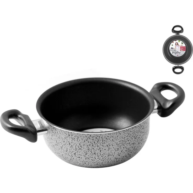 Home Salt Peper Kasserolle mit 2 Griffen, Antihaftbeschichtung, 18 cm, Aluminium, schwarz-grau