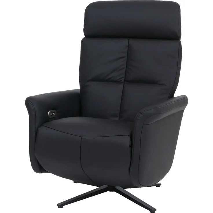Relaxsessel HWC-L10, TV-Sessel Liegesessel, Liegefunktion drehbar, elektrisch verstellbar Voll-Leder ~ schwarz – Bild 9
