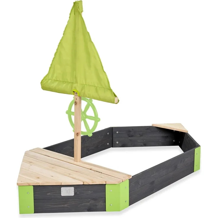 Exit Holz Sandkasten Boot Aksent | Grau | 190 x 90 x 135 cm
