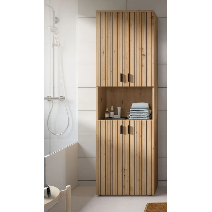 Badschrank B/H/T: 60x192x30 cm in Artisan Oak Nachbildung und -- – Bild 6