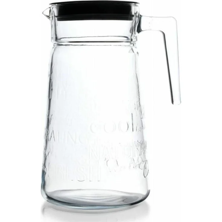 Pasabahce Karaffe aus Glas mit Griff 2000ml mit grauem Deckel Glaskrug transparent – Bild 1