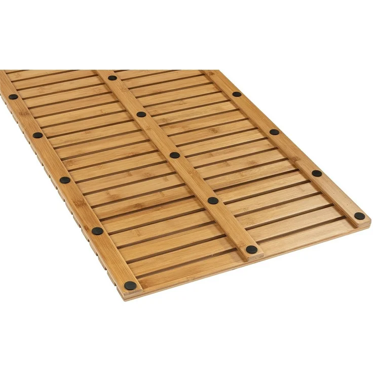 WENKO INDOOR&OUTDOOR Badematte 100 x 50 cm, Braun, aus Bambus – Bild 3