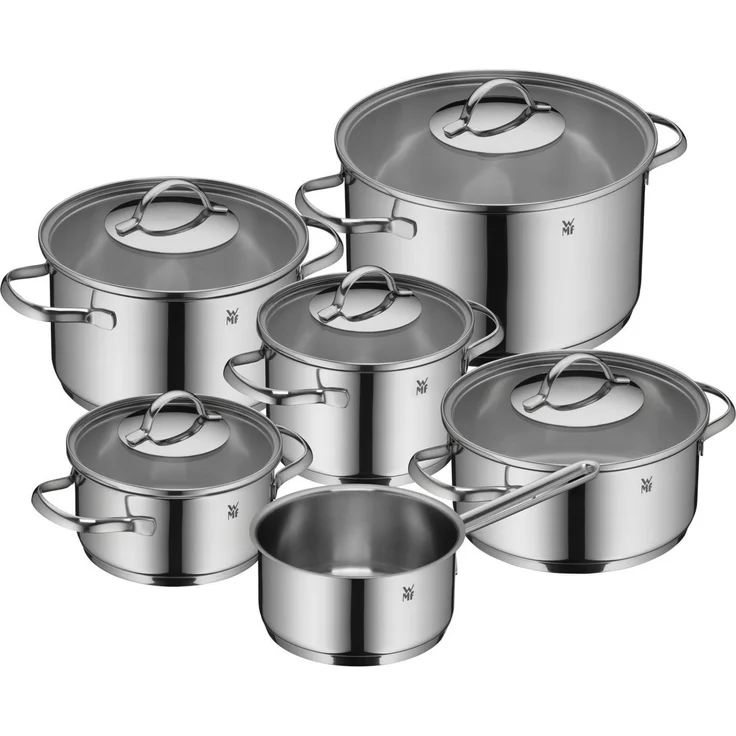 WMF Topf-Set Aparto Topf-Set, 6-teilig, Cromargan Edelstahl 18/10 (poliert, 6-tlg, unbeschichtet - rostfrei), spülmaschinengeeignet, hitzebeständig und backofengeeignet bis 250°C – Bild 1