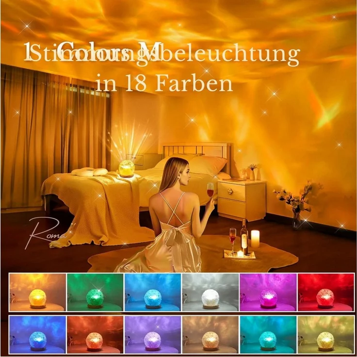 Vivitar LED Nachtlicht Aurora-Kristalllampe 18 Farben, Stimmungsbeleuchtung für Schlafzimmer, Partybeleuchtung, Geschenk für Kinder und Erwachsene zu Weihnachten und Geburtstagen, moderne, vielfältige Lichtmuster, Meereswellen-Projektor, Nordlicht-Proj... – Bild 3