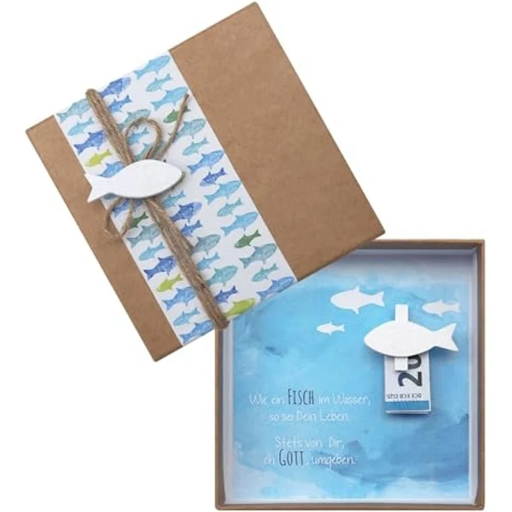 ZauberDeko Geschenkbox Geldgeschenk Verpackung Petrol Grün Fisch Kommunion Konfirmation – Bild 1