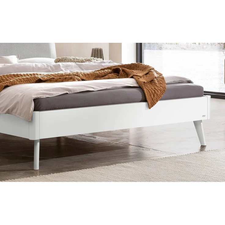Hasena Polsterbett Fabro Lounge Weiß mit grauem Bezug 180x210 cm, Komforthöhe 25 cm MDF weiss deckend – Lounge – Bild 5