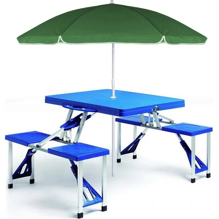 Casaria Campingtisch (1-St), Klappbar mit Stühlen Schirmhalter Klapptisch Leicht Camping Zubehör