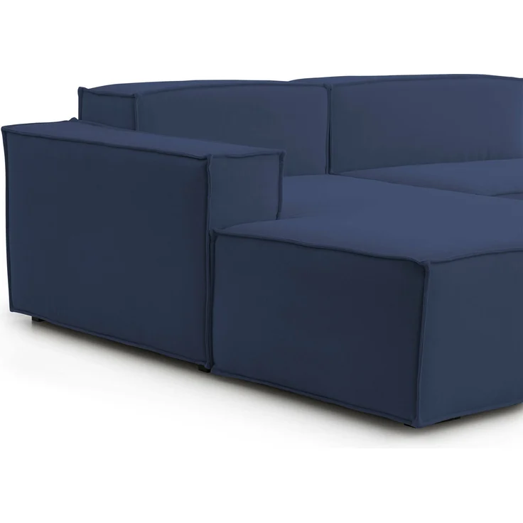 Dmora Sofa mit Halbinsel Alhoa, modulares 2-Sitzer-Sofa mit linker Halbinsel, modernes Stoffsofa, 100 % Made in Italy, 220 x 170 x 70 cm, Blau – Bild 4