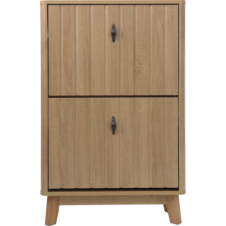 Abrihome Schuhregal mit Klappfächern, Eichenholz, 60x24x94 cm – Bild 2