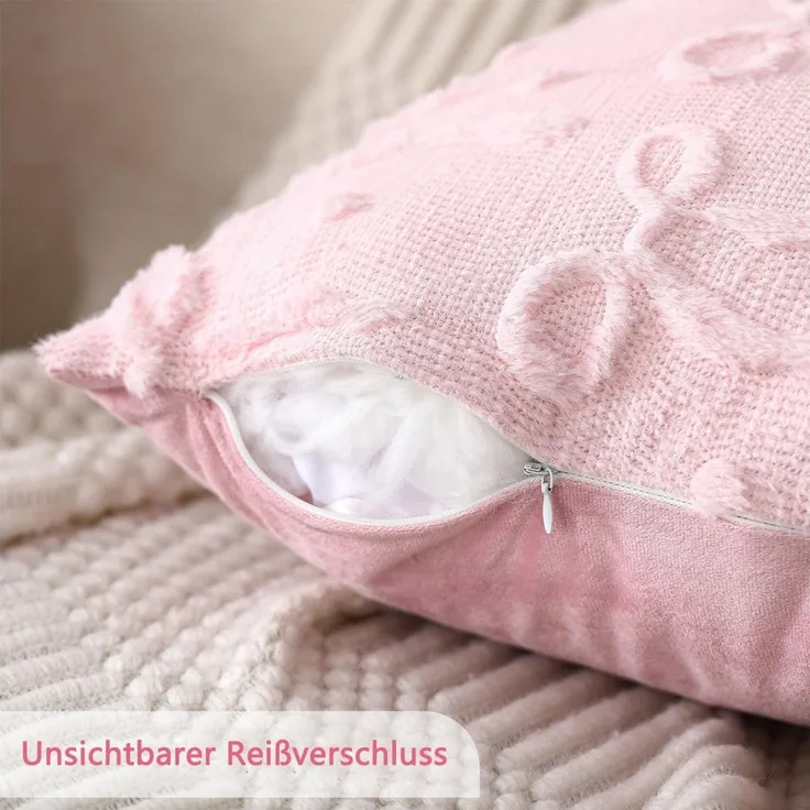 CLTYQ Kissenbezug Dekorative Kissenbezüge mit Schleife, Weihnachtskissenbezüge 45x45 cm, (2 Stück), weicher Plüsch, für Bett, Sofa, Couch, Wohnzimmer