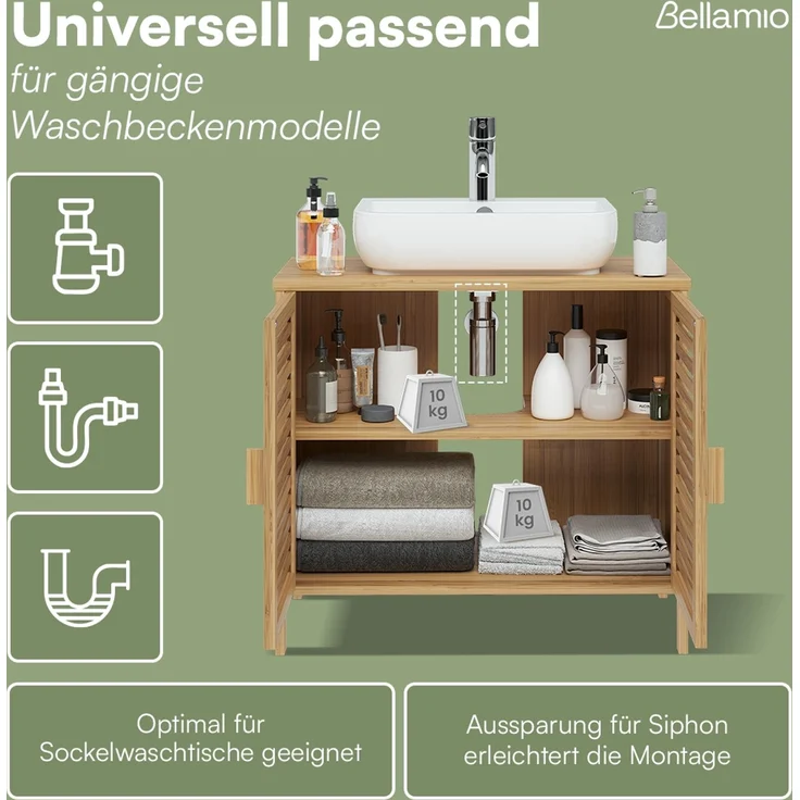 Bellamio Newa Badezimmer-Set, 1x Waschbeckenunterschrank, 1x Schrank mit 9 Fächern – Bild 4