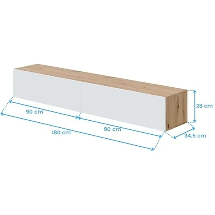 Habitdesign Kaway TV-Möbel für Esszimmer, Nodi-Eiche und Weiß, 35 x 180 x 28 cm – Bild 3