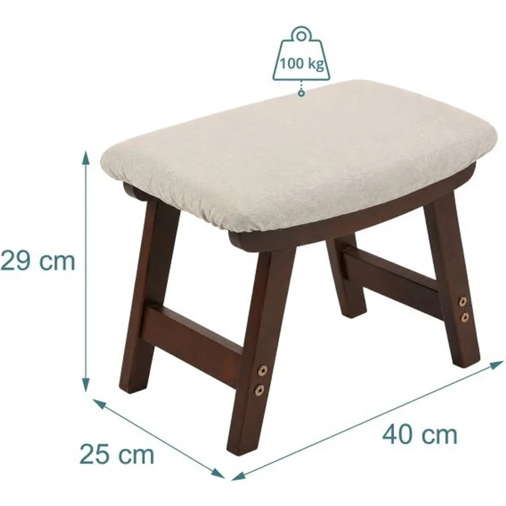 Relaxdays Fußhocker Holz & Stoff – Bild 4