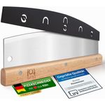 Blumtal Pizzaschneider Premium Wiegemesser, 32cm Edelstahlklinge, 1,2mm Klingenstärke, Ergonomischer Holzgriff