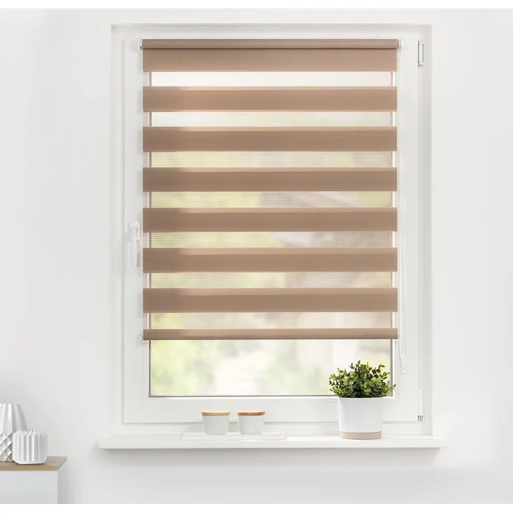 Lichtblick Sonnenschutzsysteme GmbH Doppelrollo Kopenhagen 60 cm x 220 cm (BxL) Taupe modernes Duo Rollo; Klemm- und schraubbar; Lichtdurchlässig und blickdicht – Bild 2