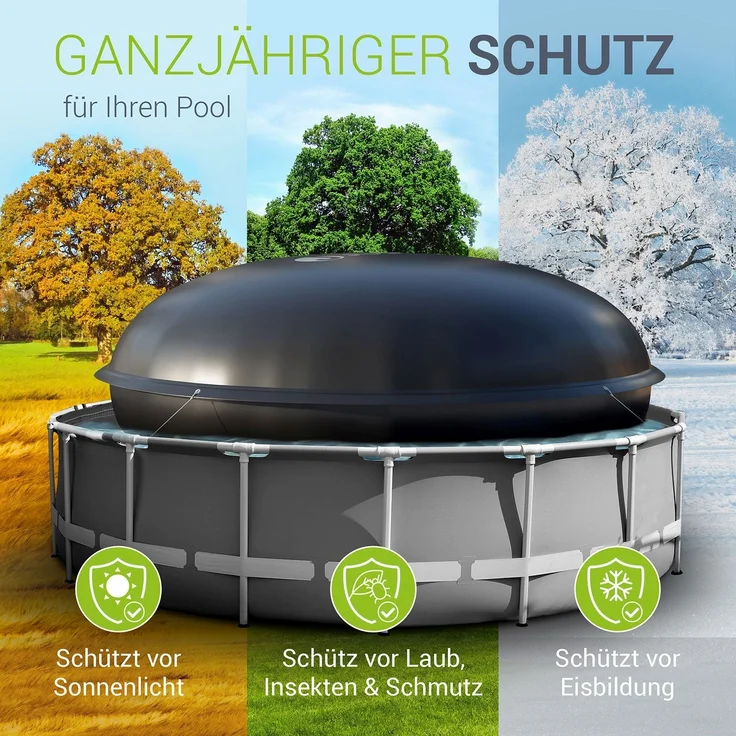 Juskys Aufblasbare Poolabdeckung rund, PVC schwarz, 4 m – Bild 3