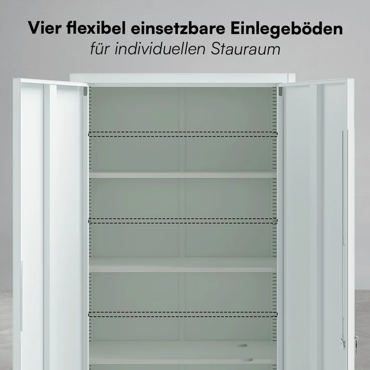 STEELSØN 'Regulus' Aktenschrank, Metall, grau, 175x40x80 cm, abschließbar, Metallschrank mit 5 Fächern, geeignet als Werkzeugschrank – Bild 8