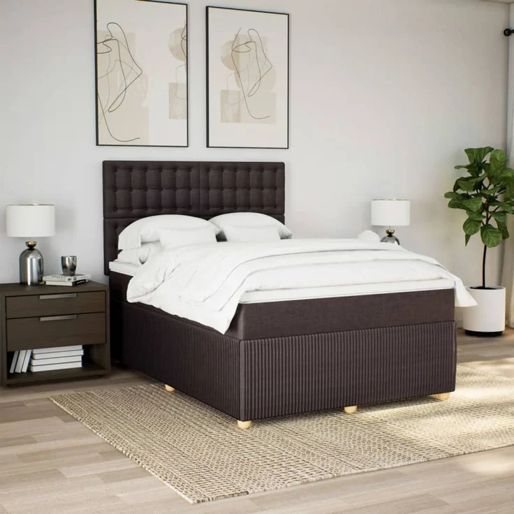 vidaXL Boxspringbett mit Matratze Dunkelbraun 140x190 cm Stoff 3294368 – Bild 5